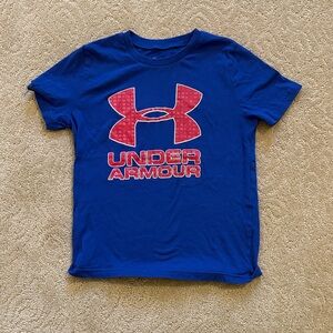 Under Armour Kids Tee in Blue with Red Logo